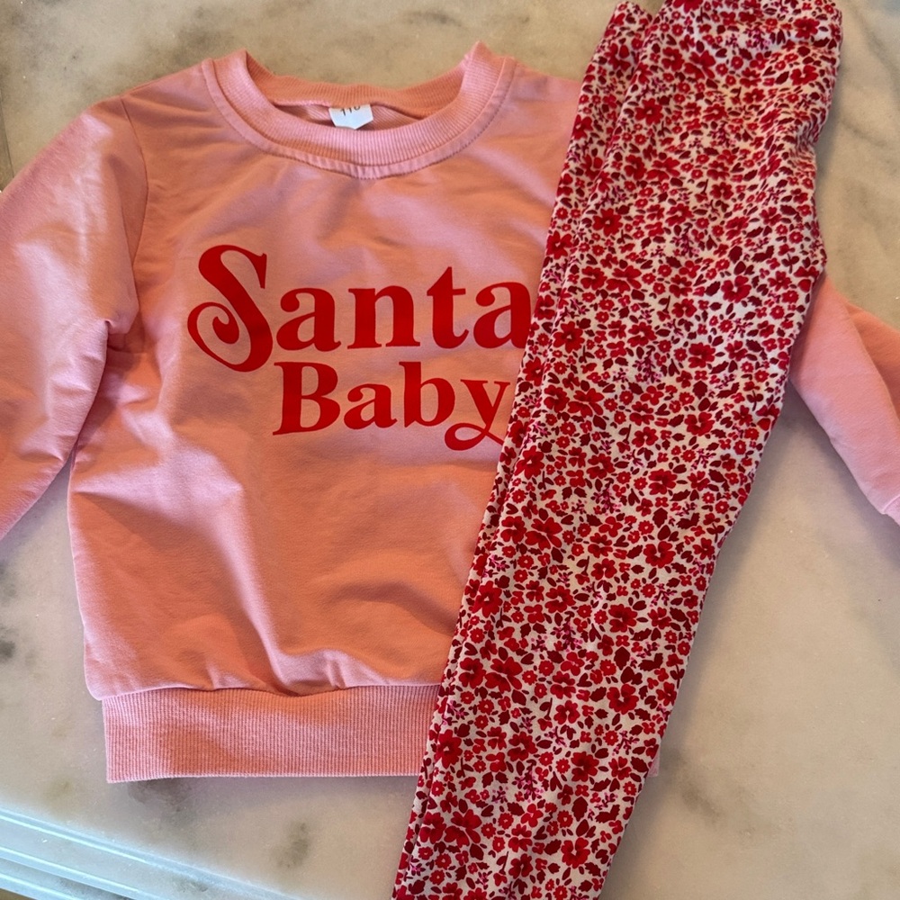 Cat & Jack Pink and Red Santa Baby Set